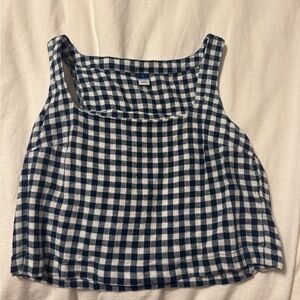 Old Navy Navy Blue Gingham Top (Small)